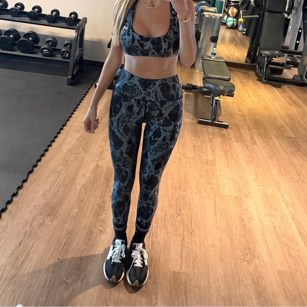 Carbon 38 Black and Blue Snake Print Activewear Set